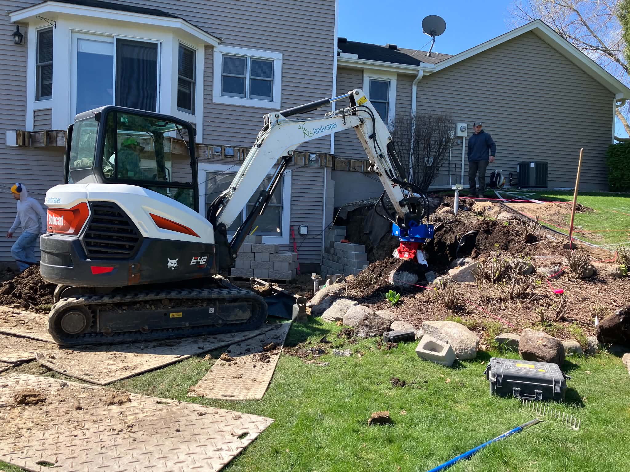 Gallery photos for Backyard Retaining Wall and Steps Build Underway in Chaska: Image #1
