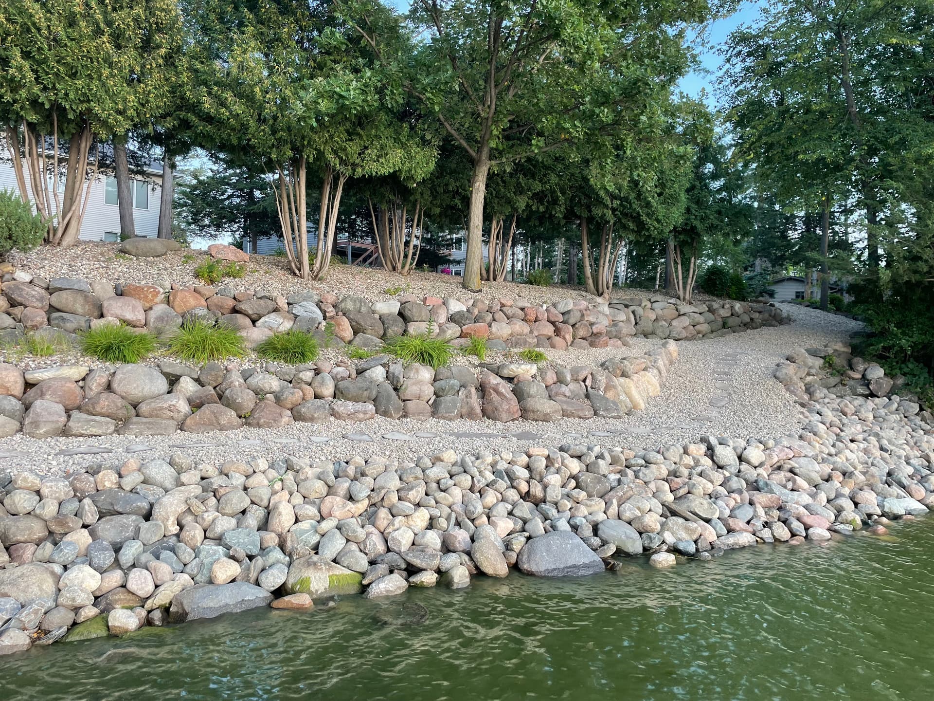 Gallery photos for Cedar Lake Shoreline Gets Rip Rap, Boulders and River Rock Treatment: Image #1
