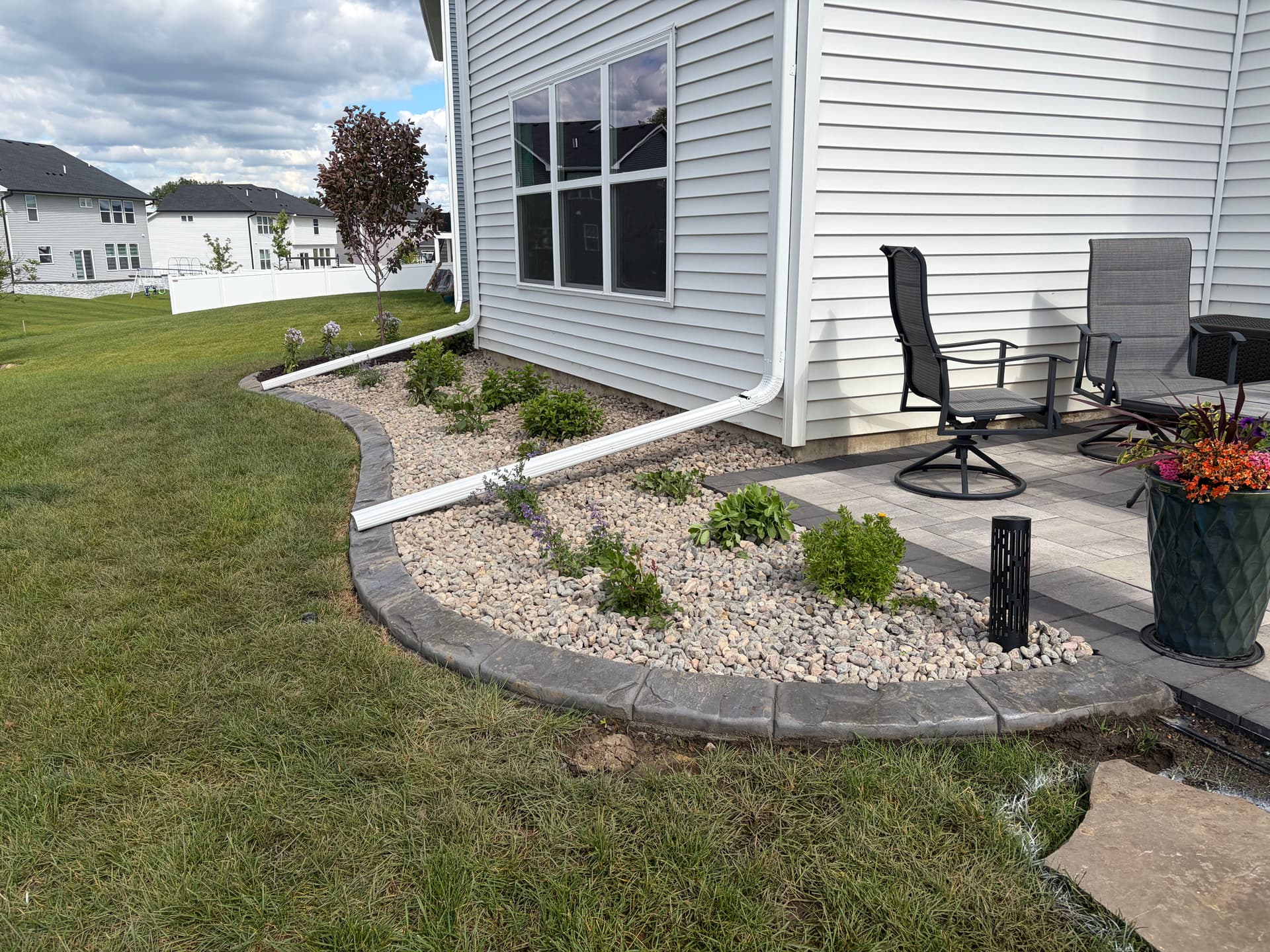Gallery photos for Clean Low-Maintenance Planting Beds with Stone and Sharp Edging: Image #1