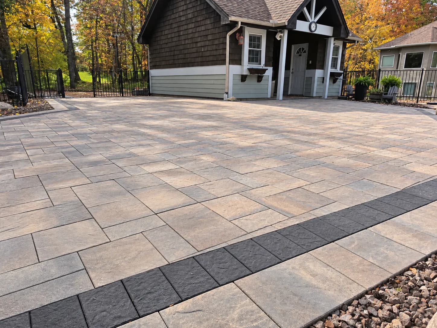 Large-Scale Paver Patio with Pool Deck Connection image