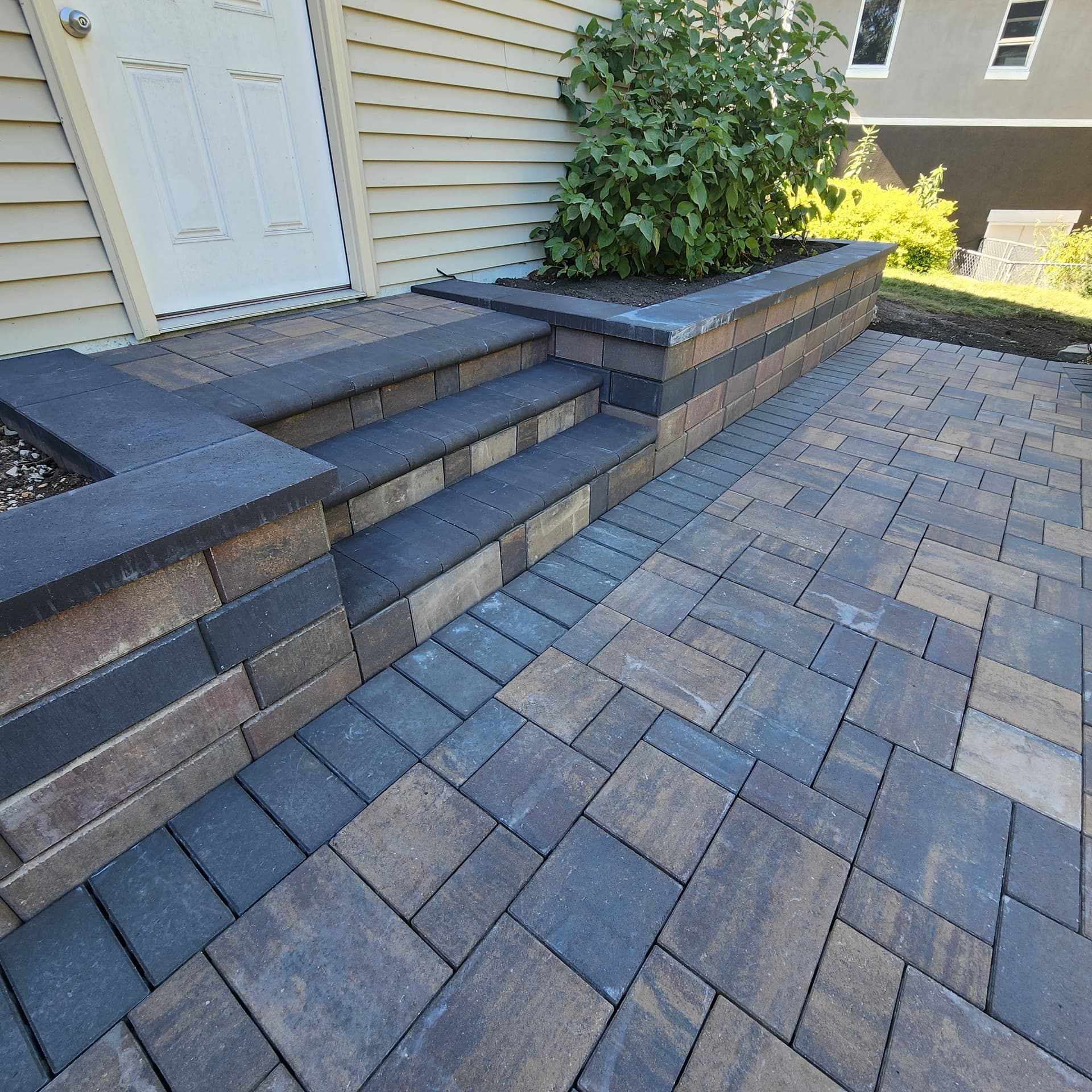 Paver Patio with Modular Block Steps and Walls in Chaska MN image