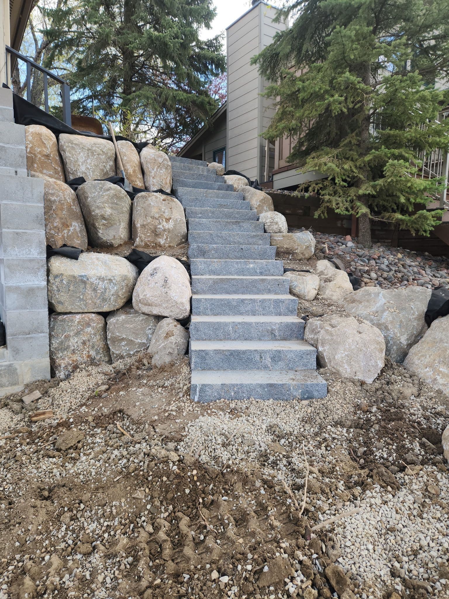 Gallery photos for Boulder Retaining Wall and Steps Taking Shape in Prior Lake: Image #2