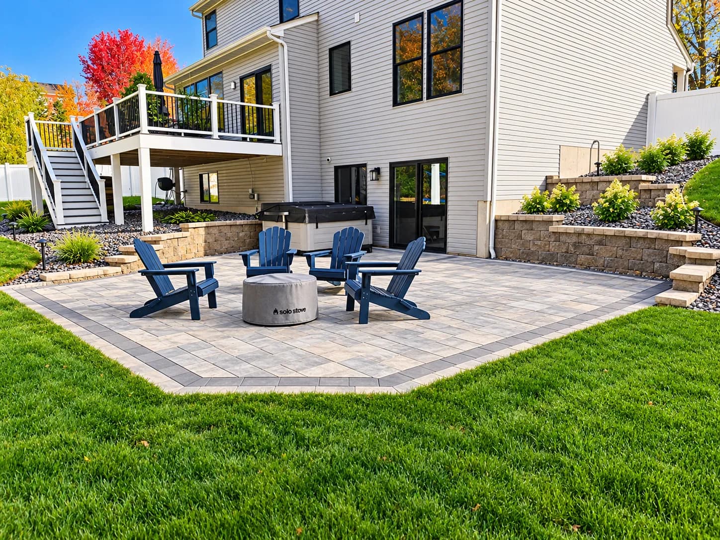 New Paver Patio and Retaining Wall Capstone Upgrade image
