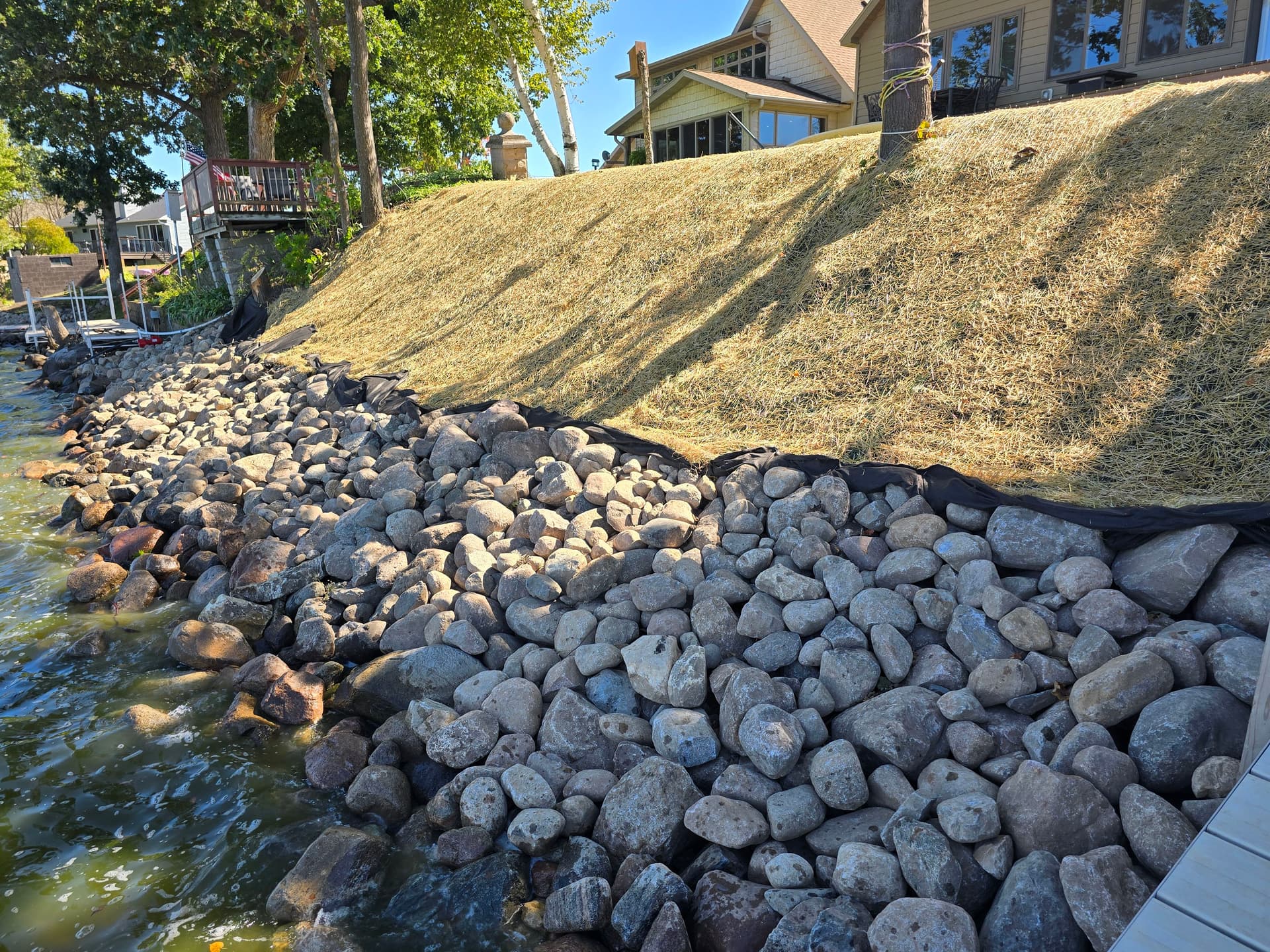 Gallery photos for rip-rap shoreline erosion control in the faribault lakes area: Image #2