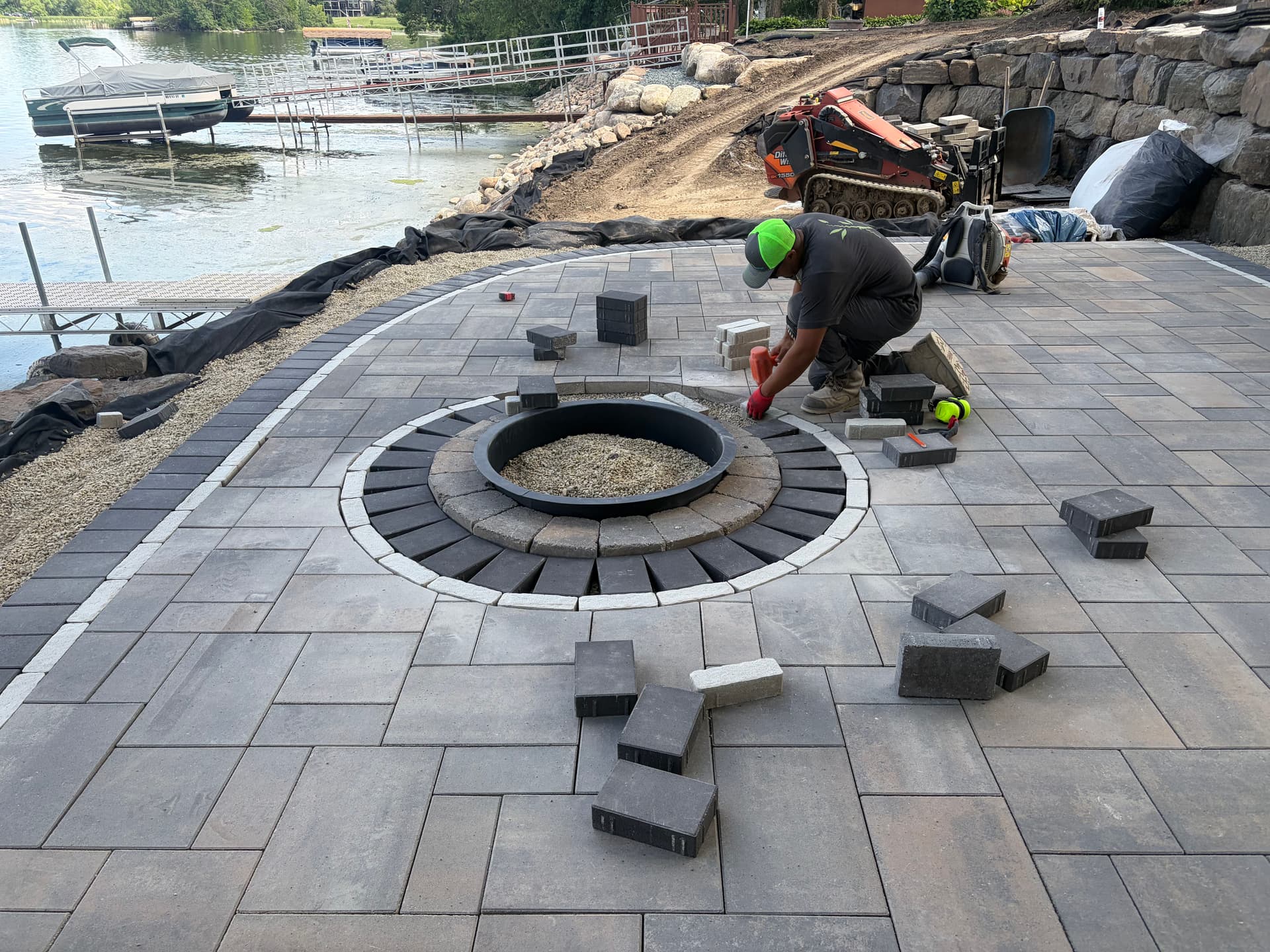 Gallery photos for Lakeshore Paver Patio with Fire Pit Build in New Prague: Image #2