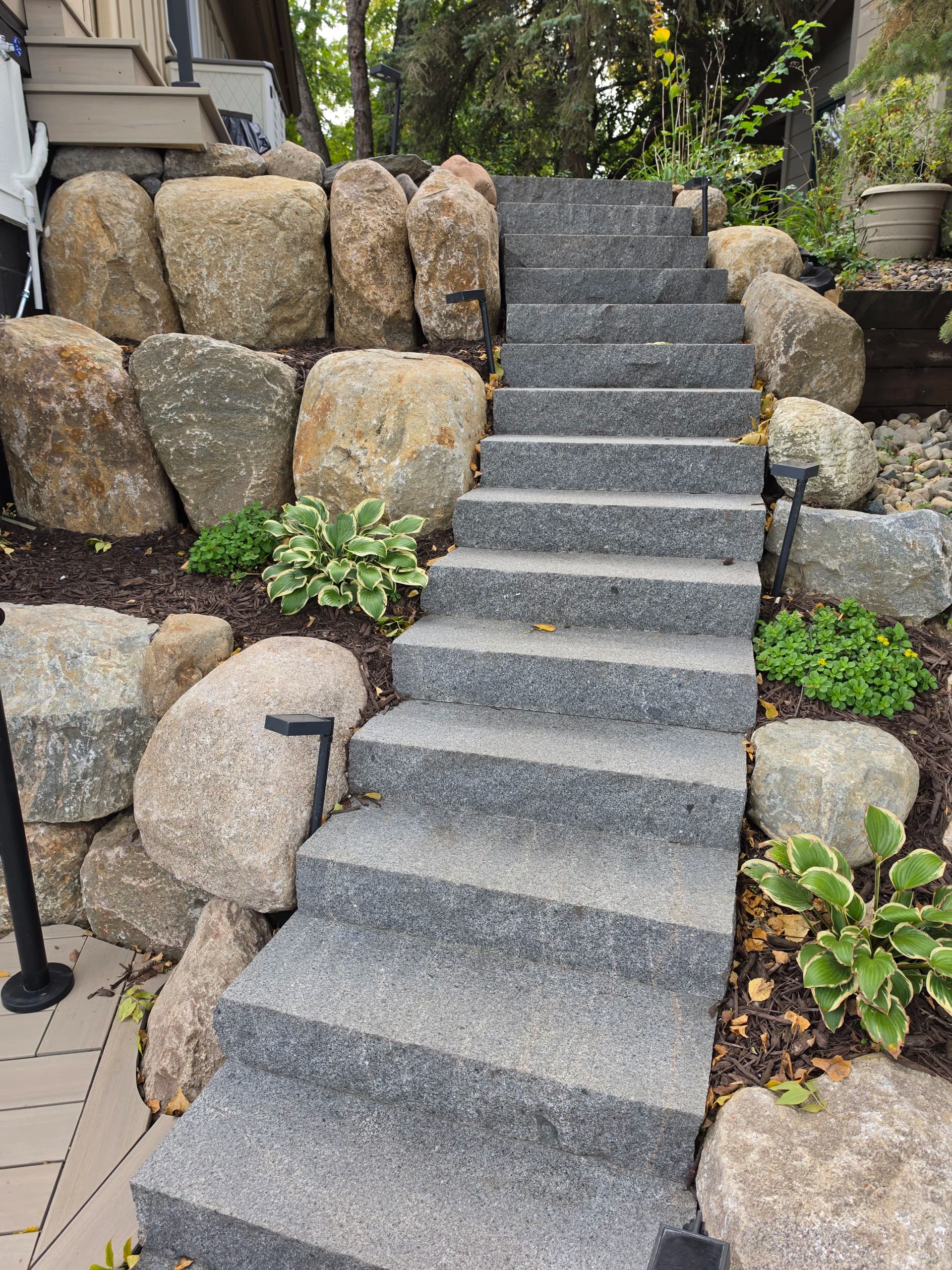 Fieldstone Boulder Walls and Granite Steps Built for Minnesota image