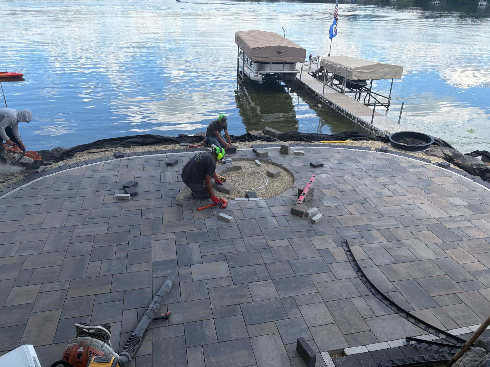 Gallery photos for Lakeshore Paver Patio with Fire Pit Build in New Prague: Image #1