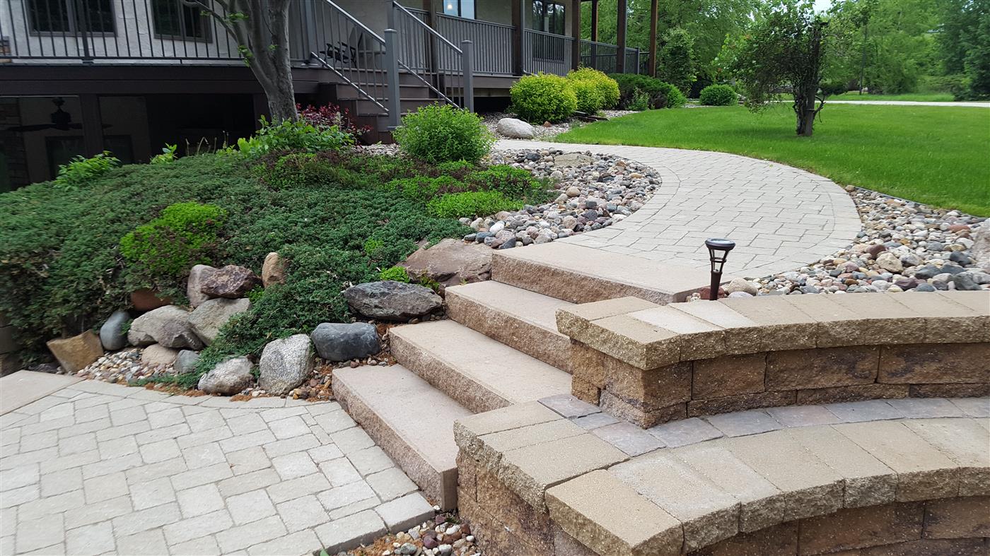 Natural stone, paver and precast concrete steps and walkways | NS