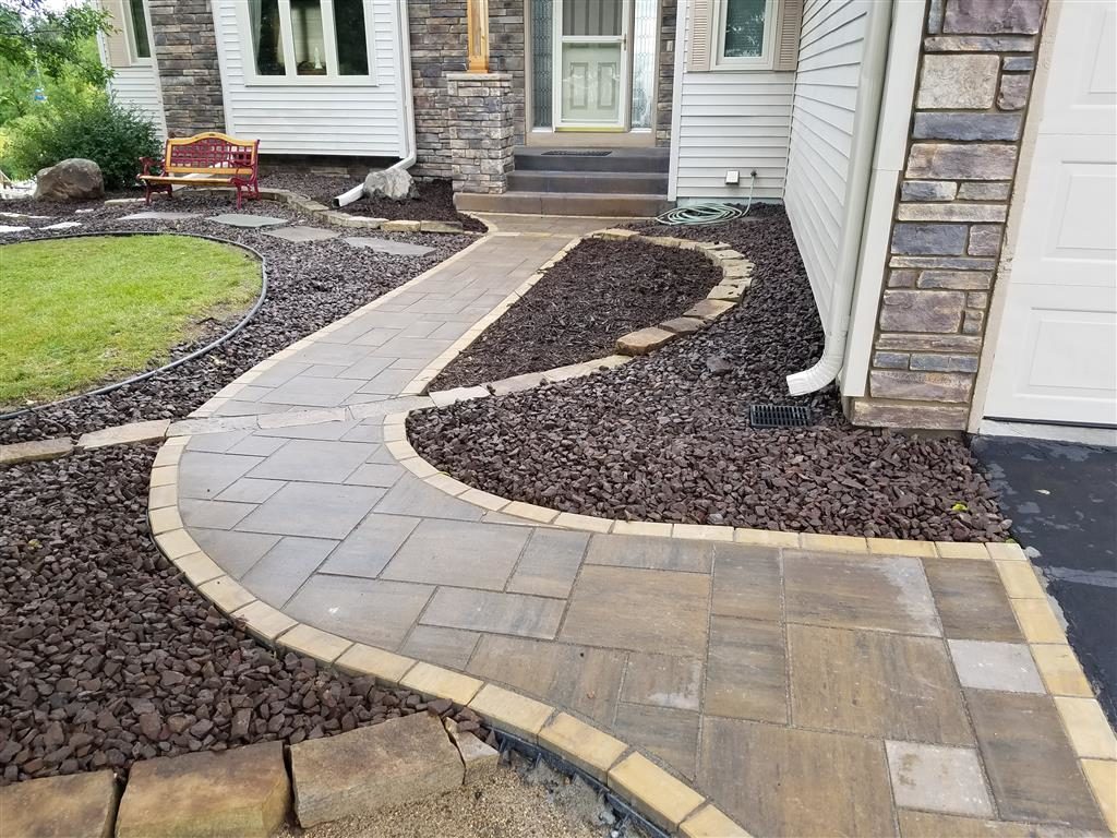 Natural Stone Inlay Paver Sidewalk | NS Landscapes